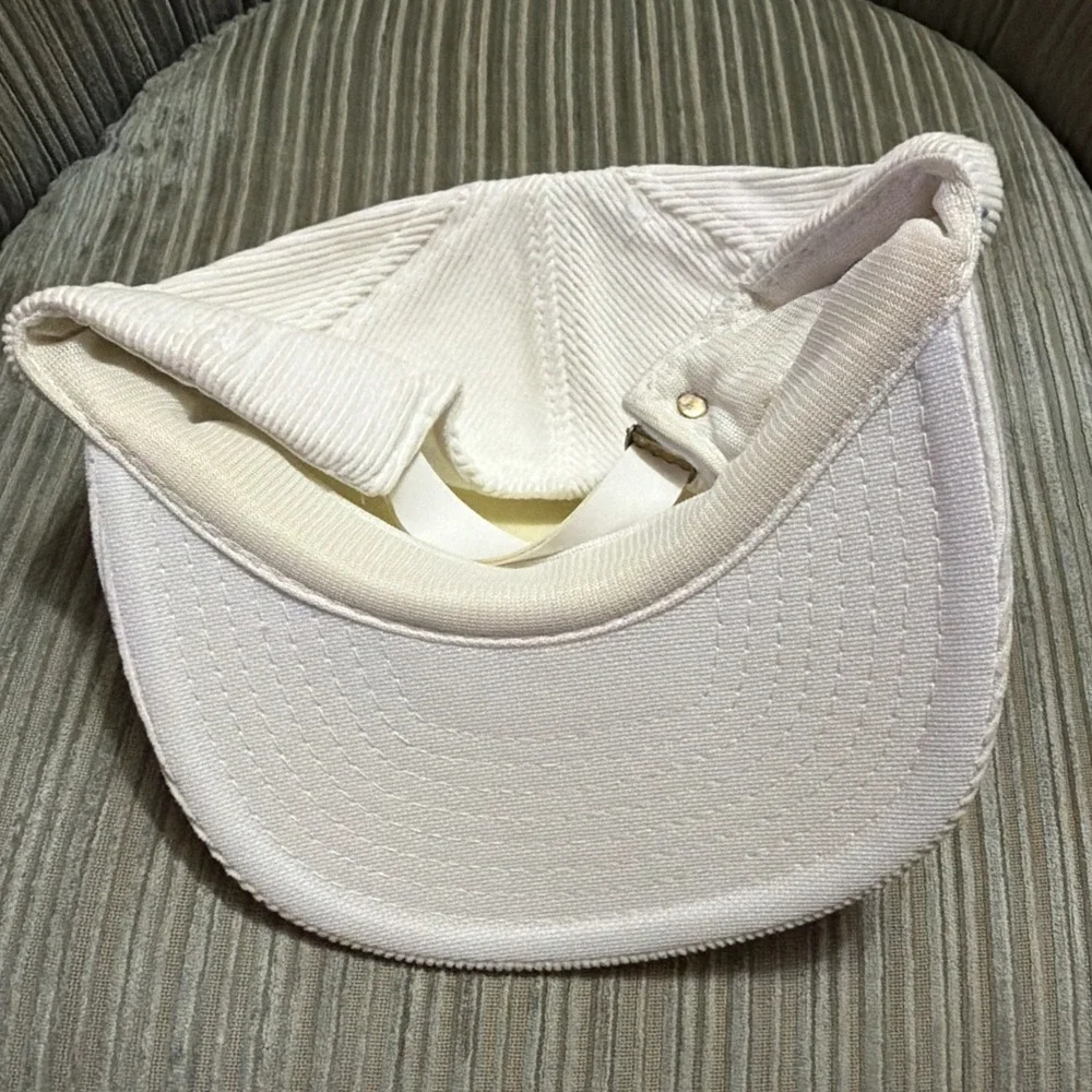 Vintage White Corduroy Hat New England Farmers New Never Worn Horse Plowing